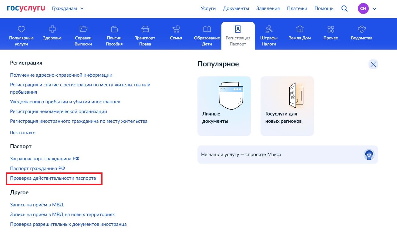 пробить паспорт по базе данных ГУ МВД